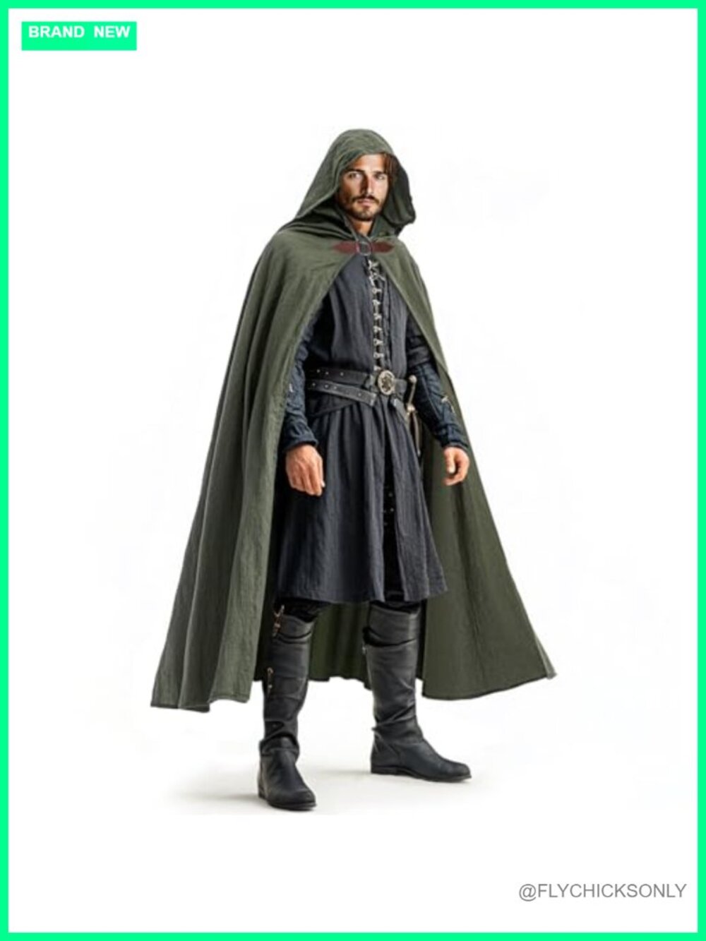 Renaissance Hooded Cloak Medieval Costume Cape Cotton Cloak Halloween Cosplay